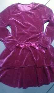 Dark pink velvet glitter floral dress